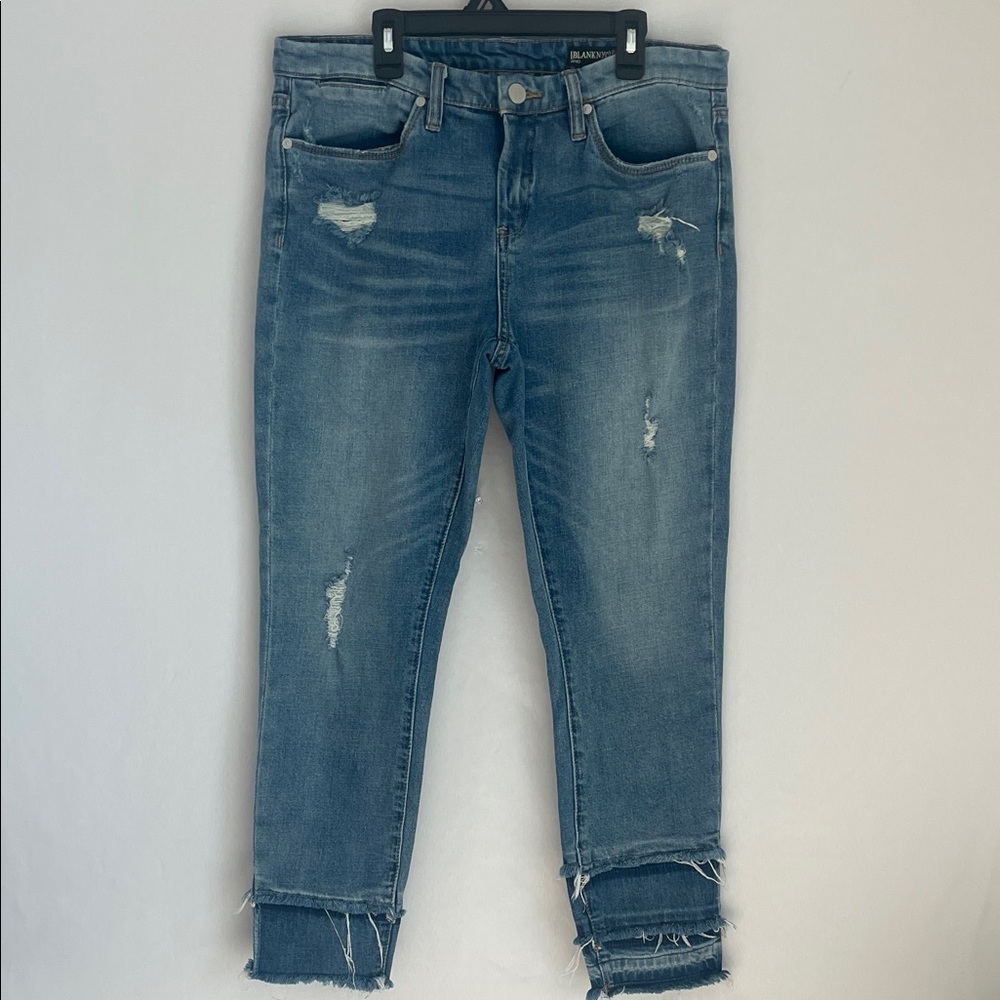 Blank NYC Frayed Hem Cropped Blue Jeans